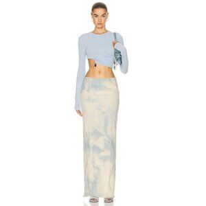 Jade Cropper Maxi Skirt in Dye Pink & Light Blue 38 New Womens Denim Jean